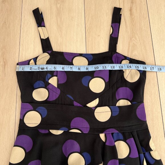 Marc by Marc Jacobs Black & Purple Polka Dot Silk Mini Dress Size 4 /Maximalism - Picture 10 of 16